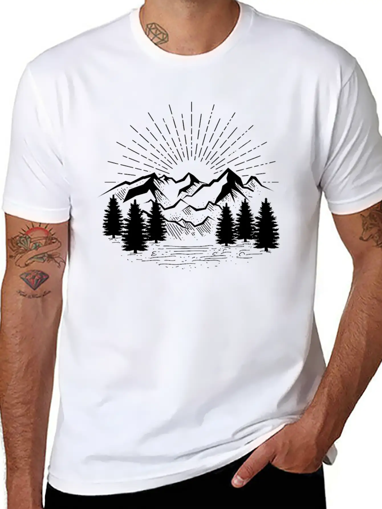 Hiking Hiking Mountain Trail Mountains Peaks Stylish Everyday T-Shirt – Unisex Basic Cotton Tee