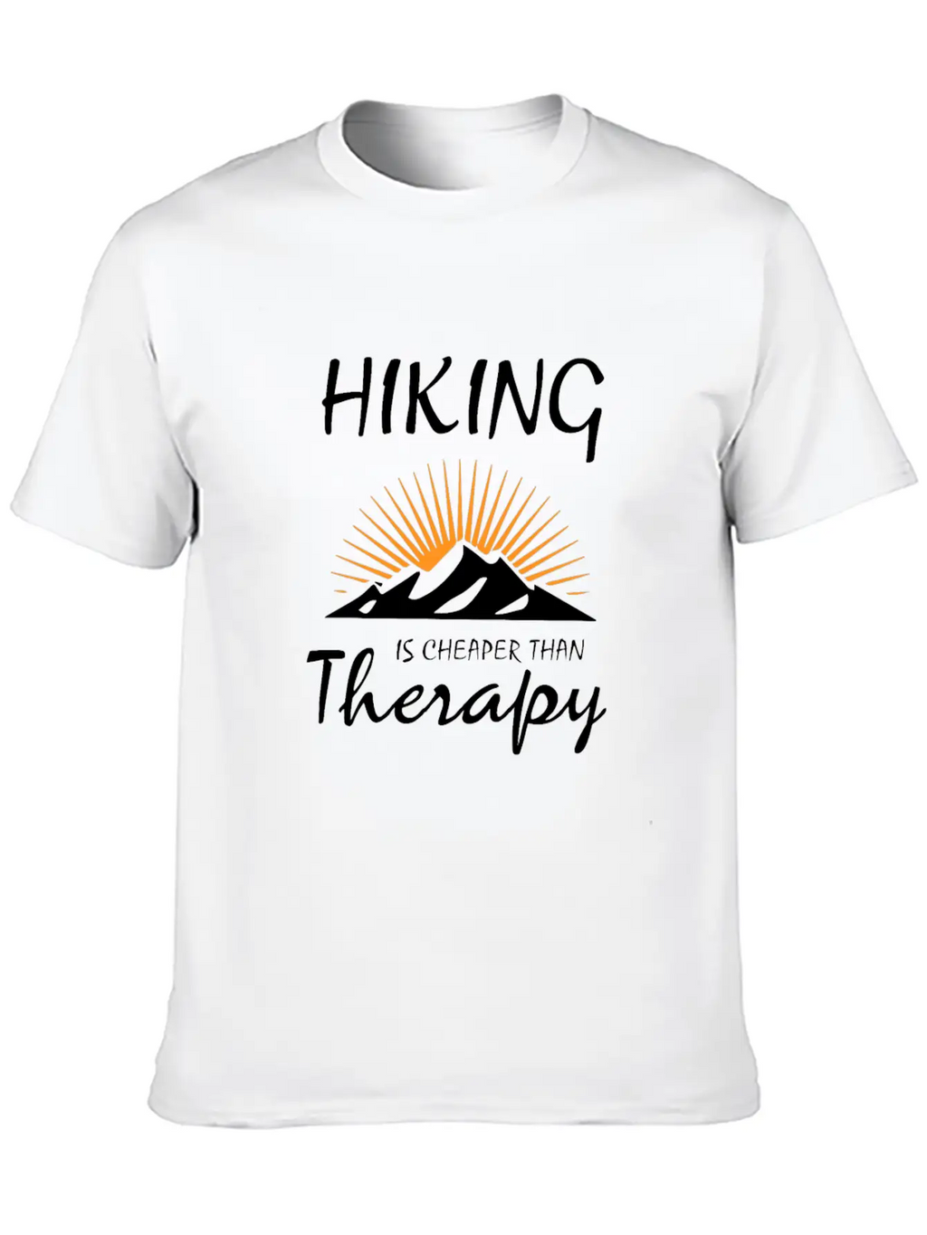 HIKING IS CHEAPER THAN THERAPY Timeless Short Sleeve Tee – Comfy And Minimalist Design