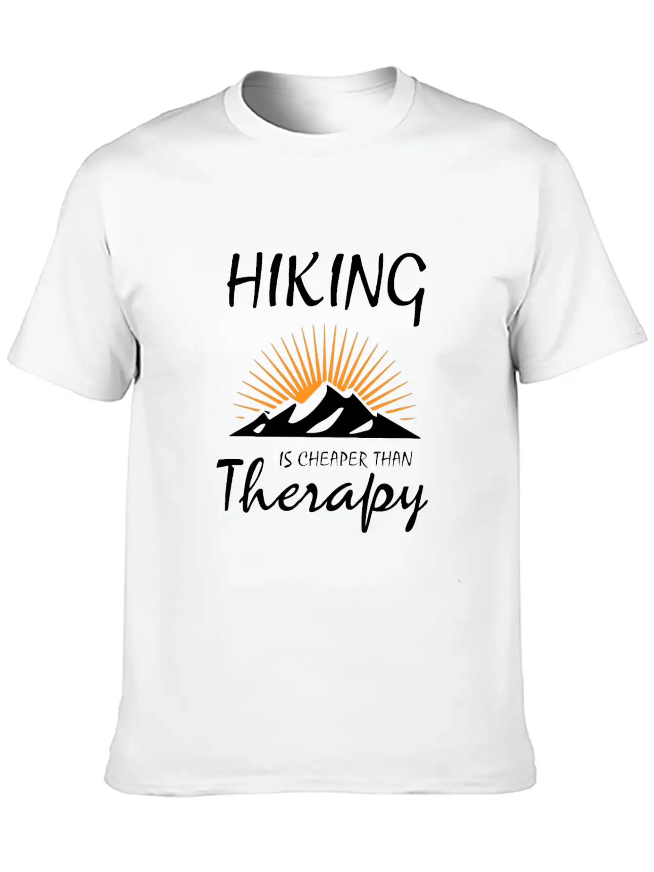 HIKING IS CHEAPER THAN THERAPY Timeless Short Sleeve Tee – Comfy And Minimalist Design