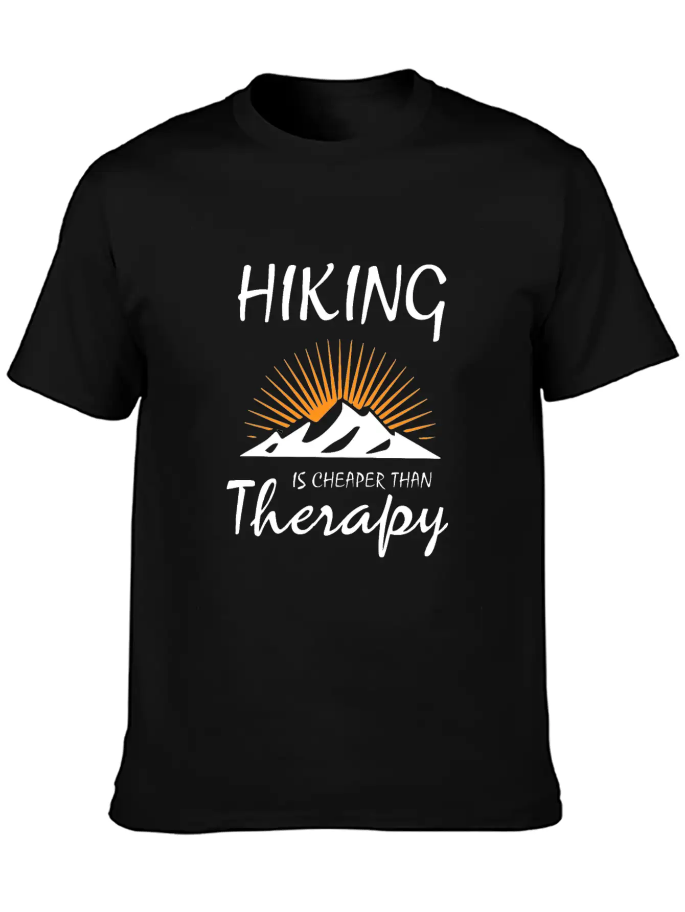 HIKING IS CHEAPER THAN THERAPY Timeless Short Sleeve Tee – Comfy And Minimalist Design