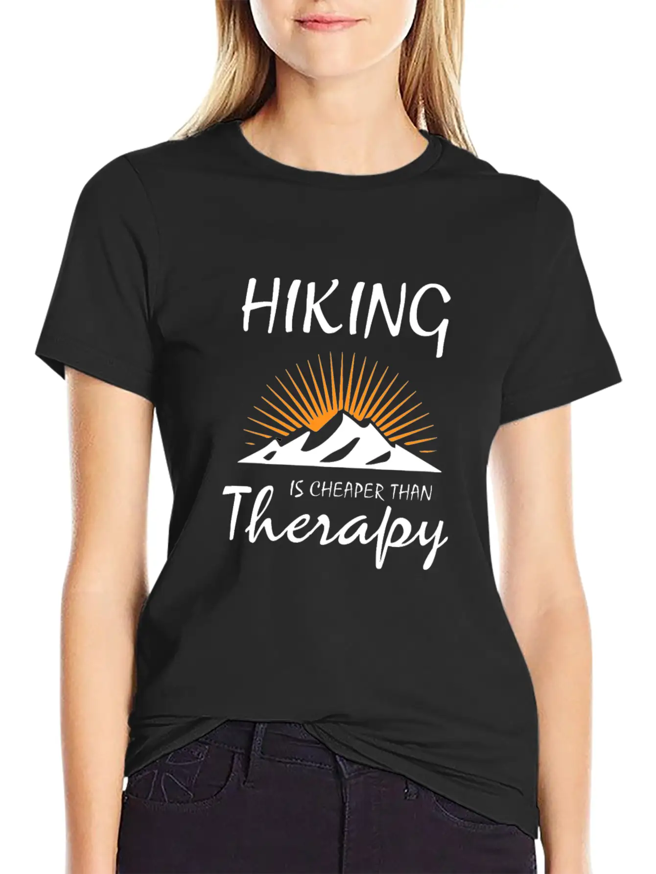 HIKING IS CHEAPER THAN THERAPY Timeless Short Sleeve Tee – Comfy And Minimalist Design