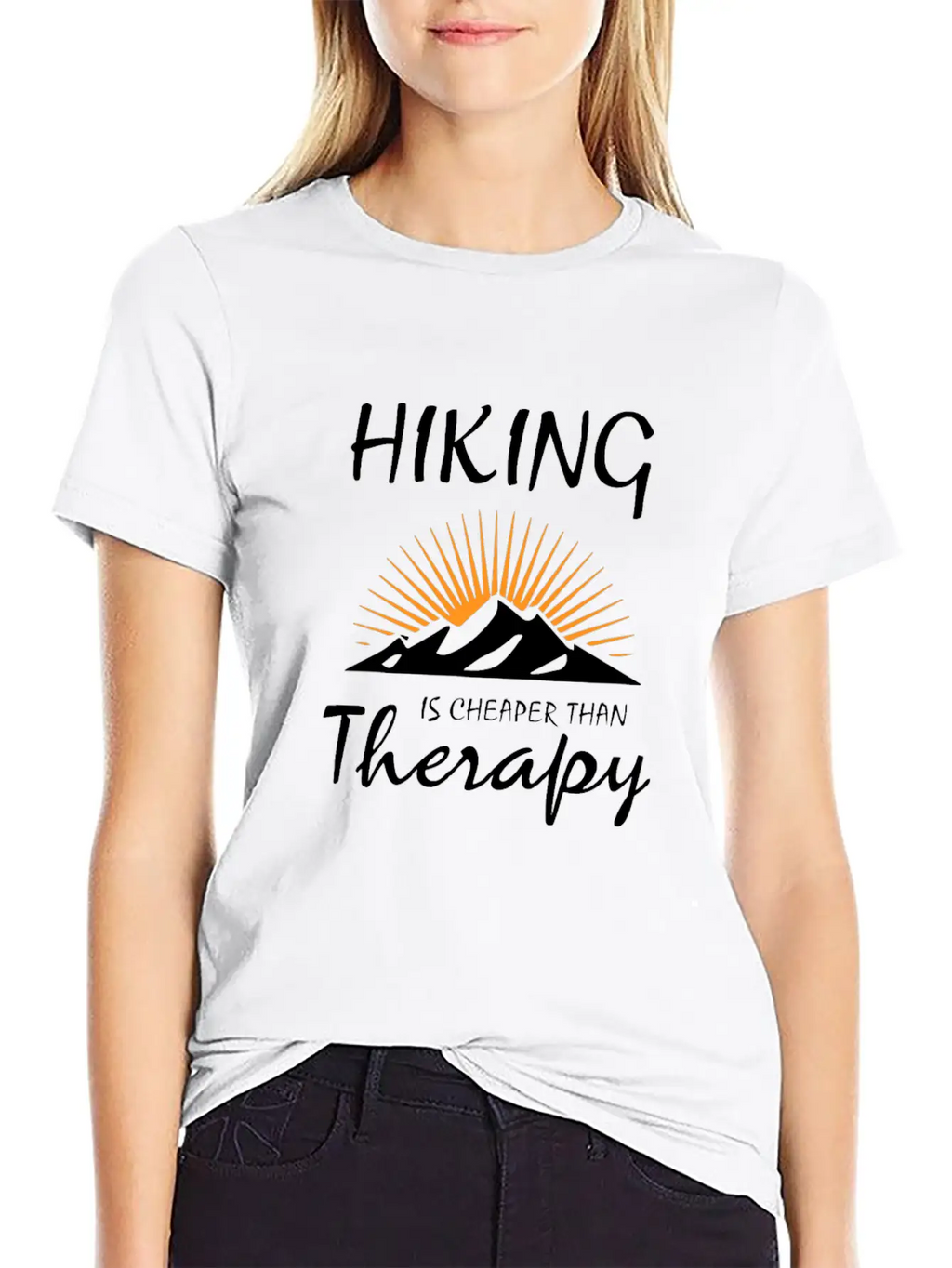 HIKING IS CHEAPER THAN THERAPY Timeless Short Sleeve Tee – Comfy And Minimalist Design