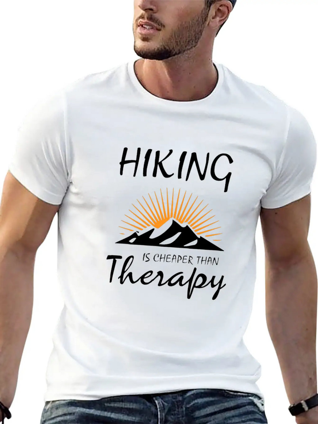 HIKING IS CHEAPER THAN THERAPY Timeless Short Sleeve Tee – Comfy And Minimalist Design