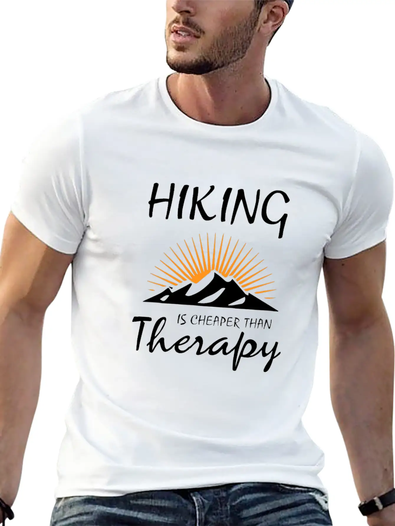 HIKING IS CHEAPER THAN THERAPY Timeless Short Sleeve Tee – Comfy And Minimalist Design