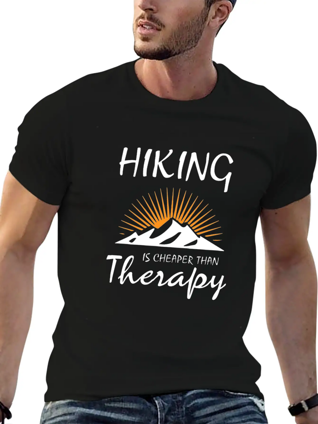 HIKING IS CHEAPER THAN THERAPY Timeless Short Sleeve Tee – Comfy And Minimalist Design