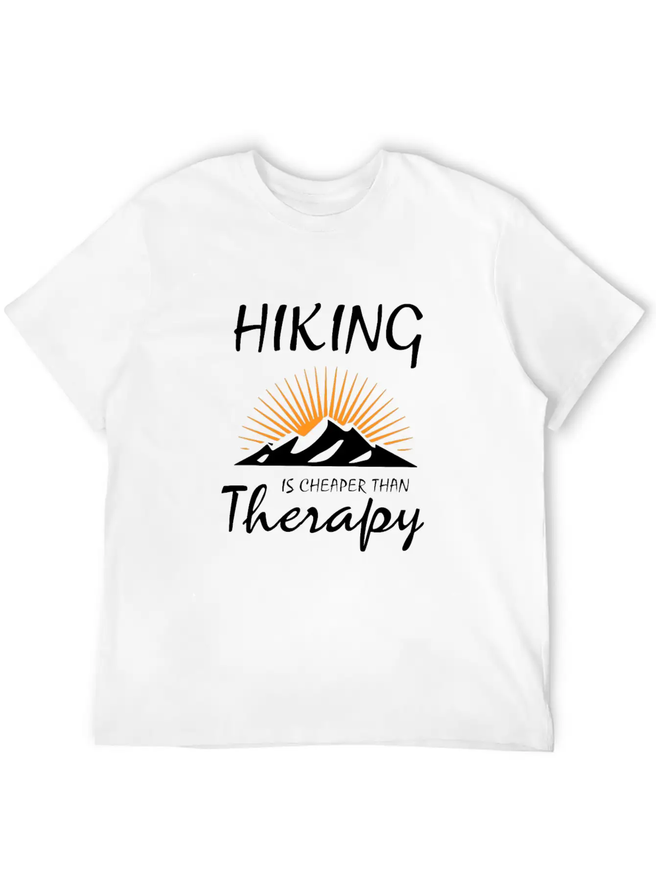 HIKING IS CHEAPER THAN THERAPY Timeless Short Sleeve Tee – Comfy And Minimalist Design