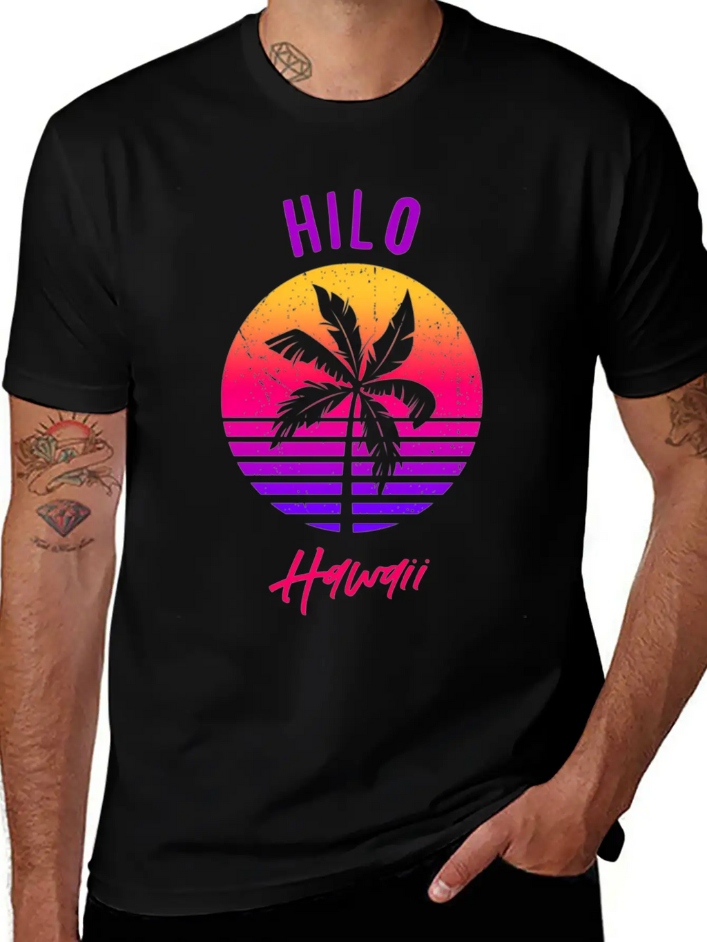 Hilo Hawaii Retro Sunset Of Hilo Classic Cotton Tee – Unisex Comfort For Any Season