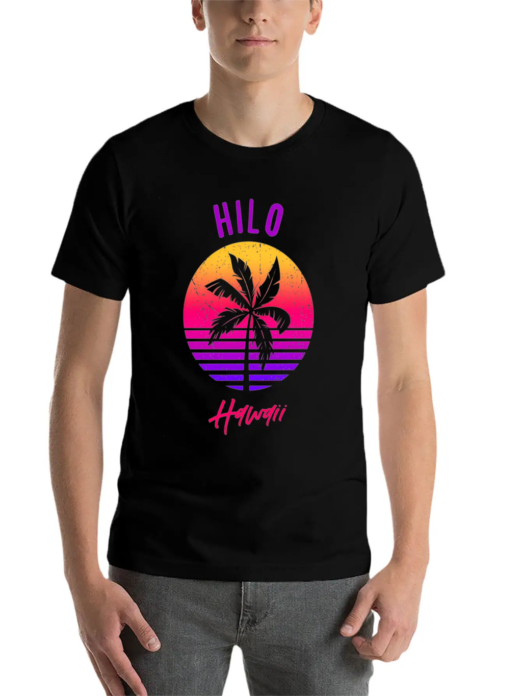 Hilo Hawaii Retro Sunset Of Hilo Classic Cotton Tee – Unisex Comfort For Any Season