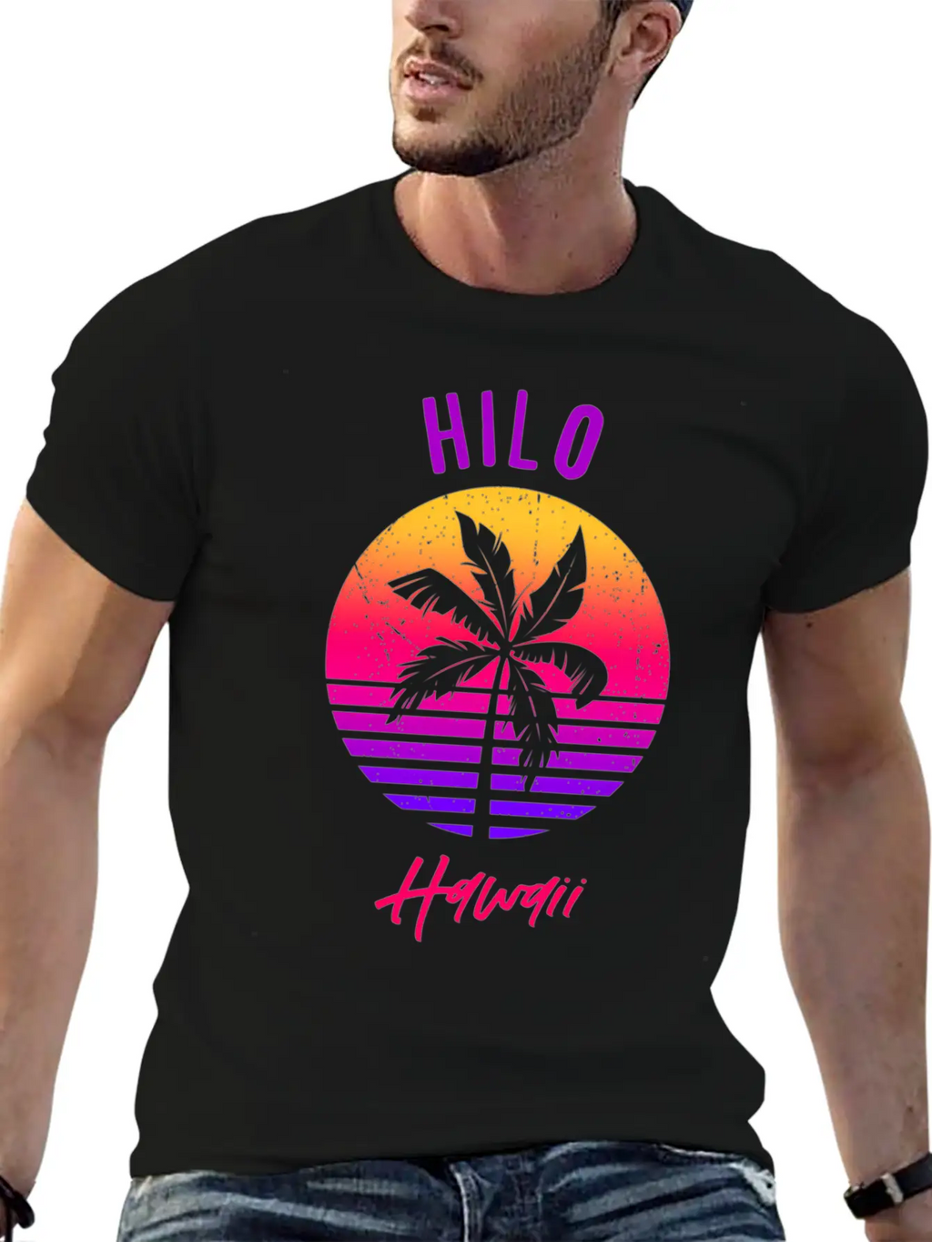 Hilo Hawaii Retro Sunset Of Hilo Classic Cotton Tee – Unisex Comfort For Any Season