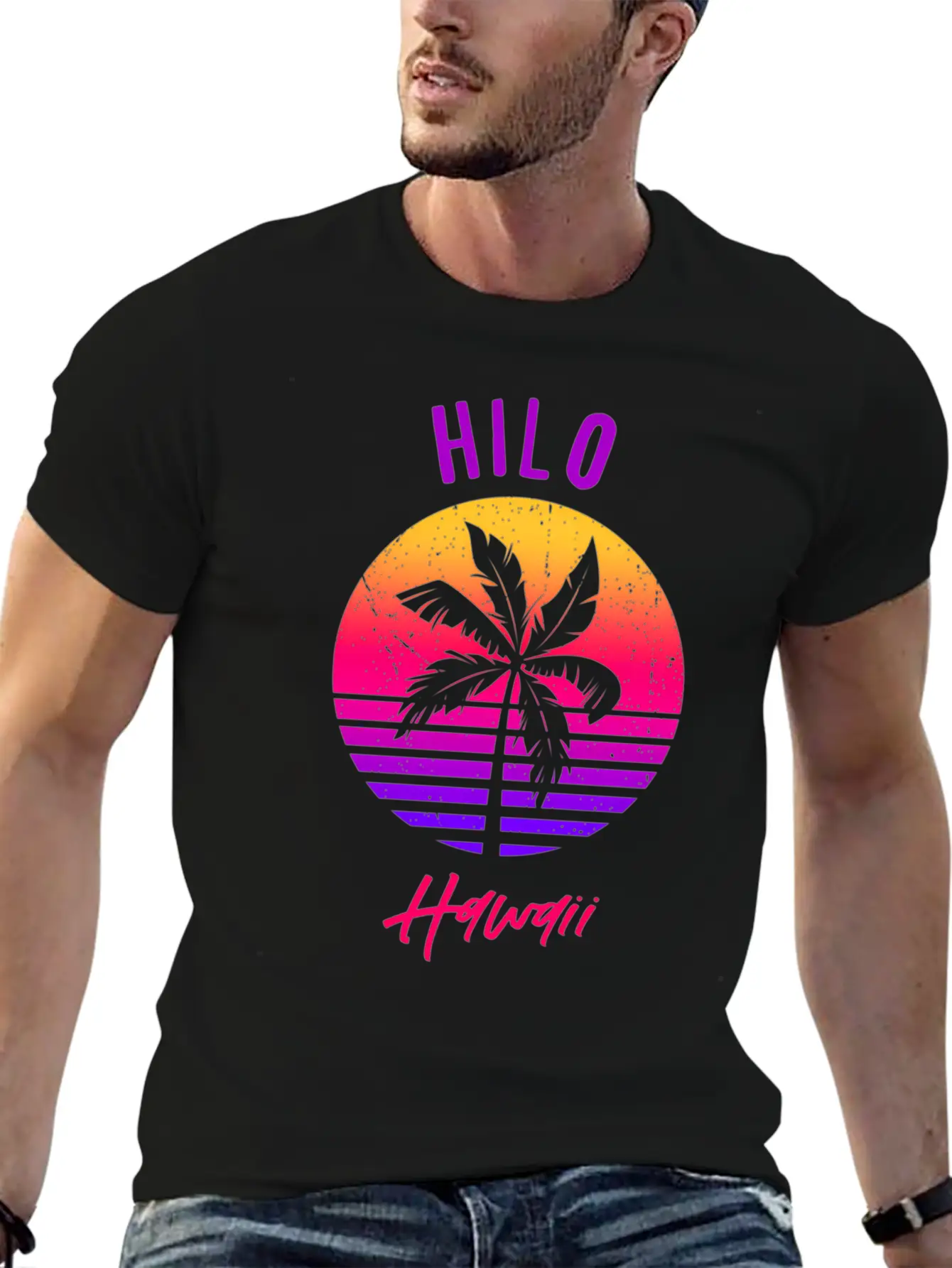 Hilo Hawaii Retro Sunset Of Hilo Classic Cotton Tee – Unisex Comfort For Any Season