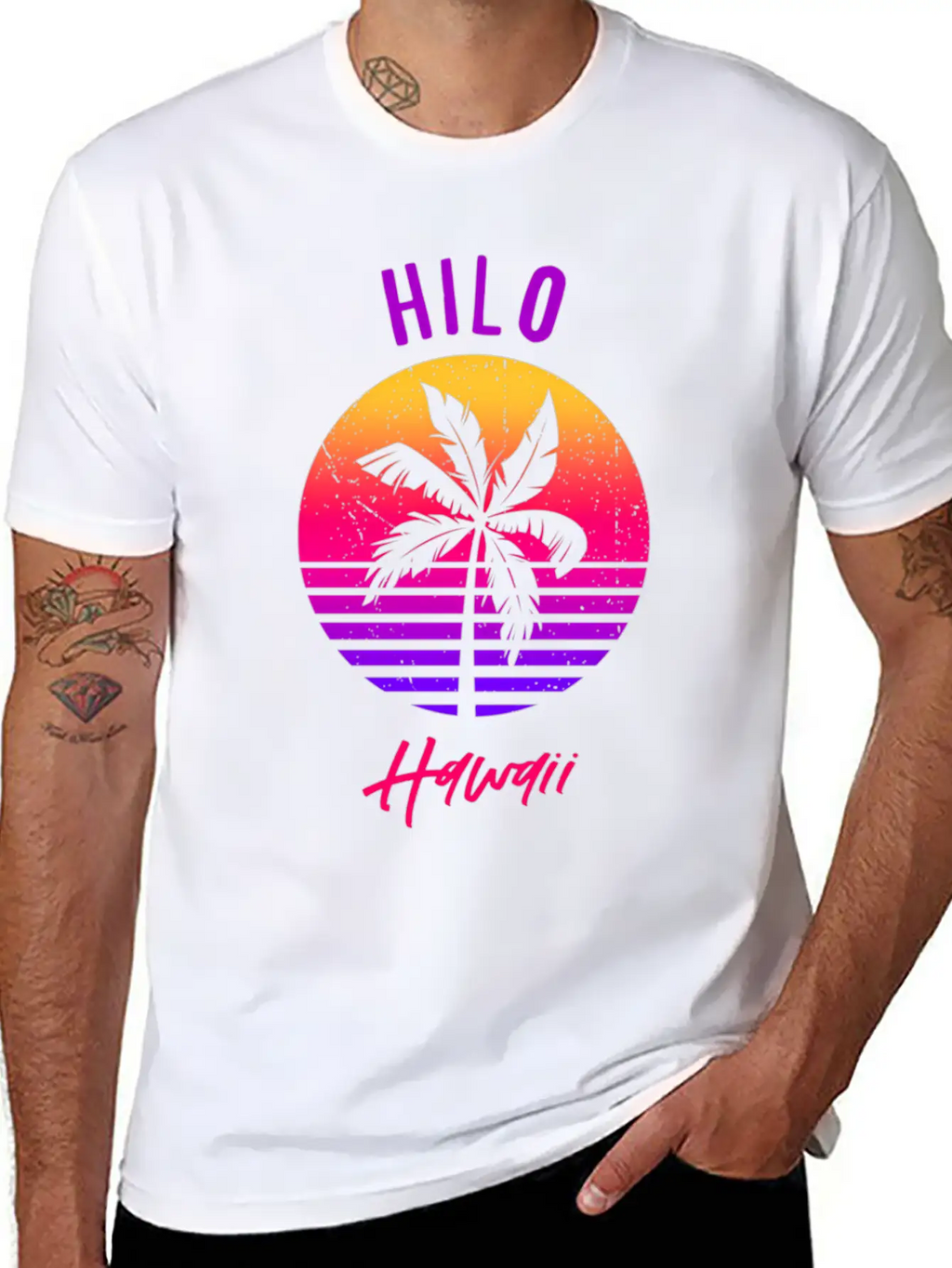 Hilo Hawaii Retro Sunset Of Hilo Classic Cotton Tee – Unisex Comfort For Any Season