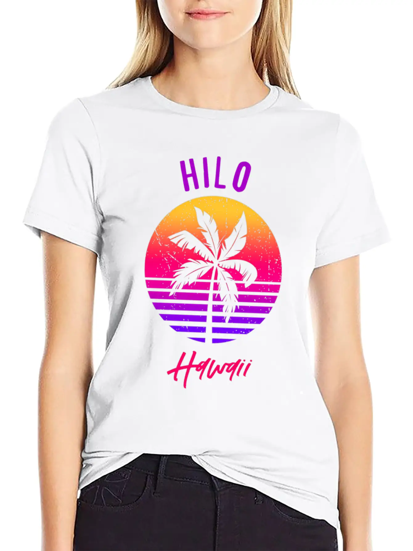 Hilo Hawaii Retro Sunset Of Hilo Classic Cotton Tee – Unisex Comfort For Any Season