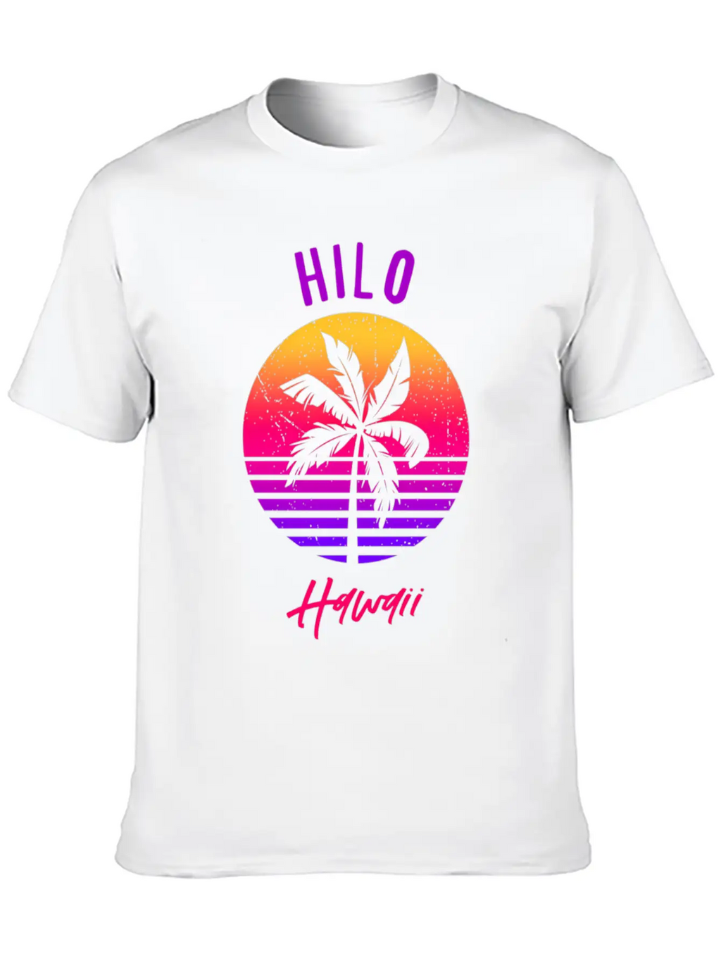 Hilo Hawaii Retro Sunset Of Hilo Classic Cotton Tee – Unisex Comfort For Any Season