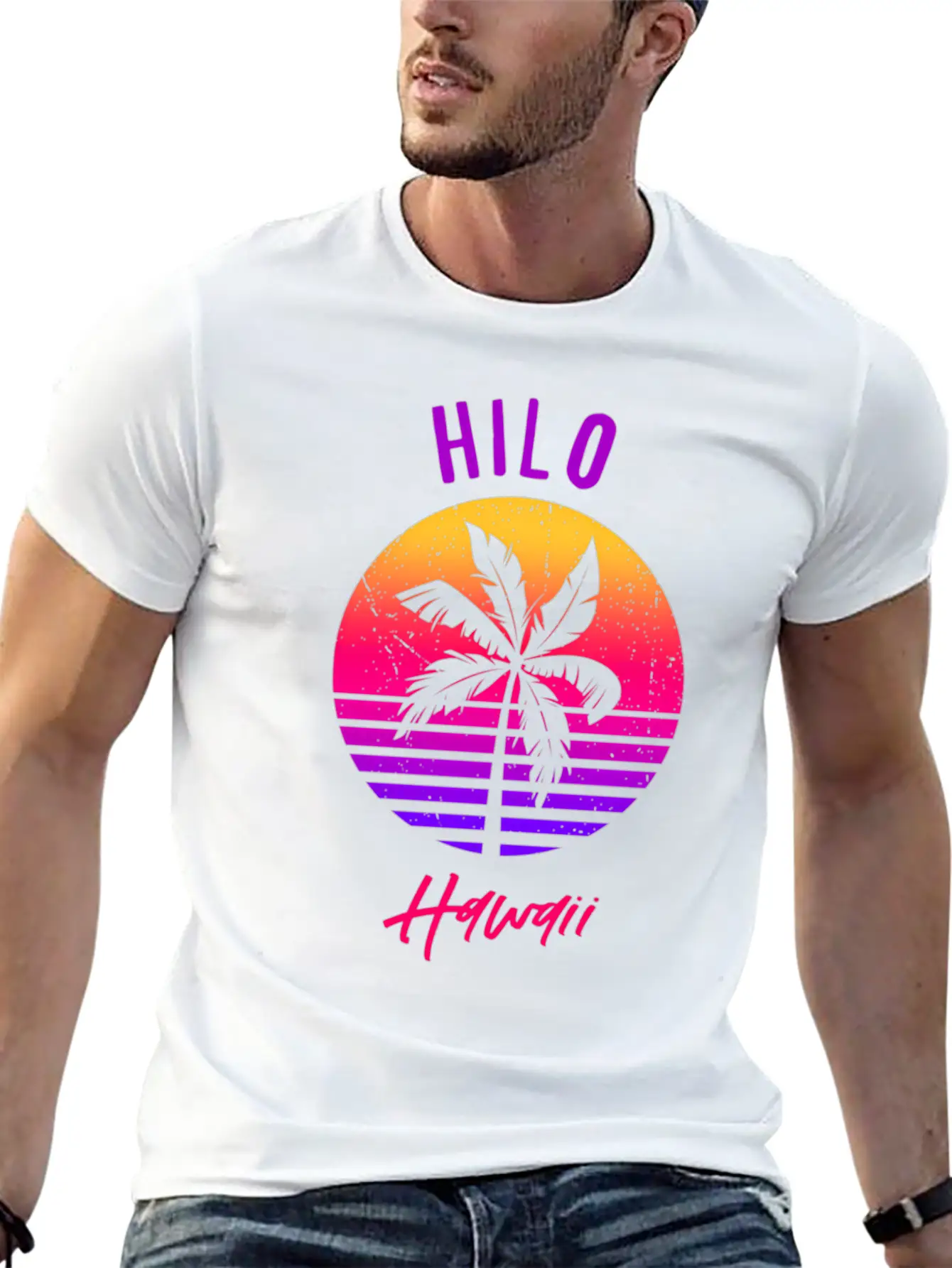 Hilo Hawaii Retro Sunset Of Hilo Classic Cotton Tee – Unisex Comfort For Any Season