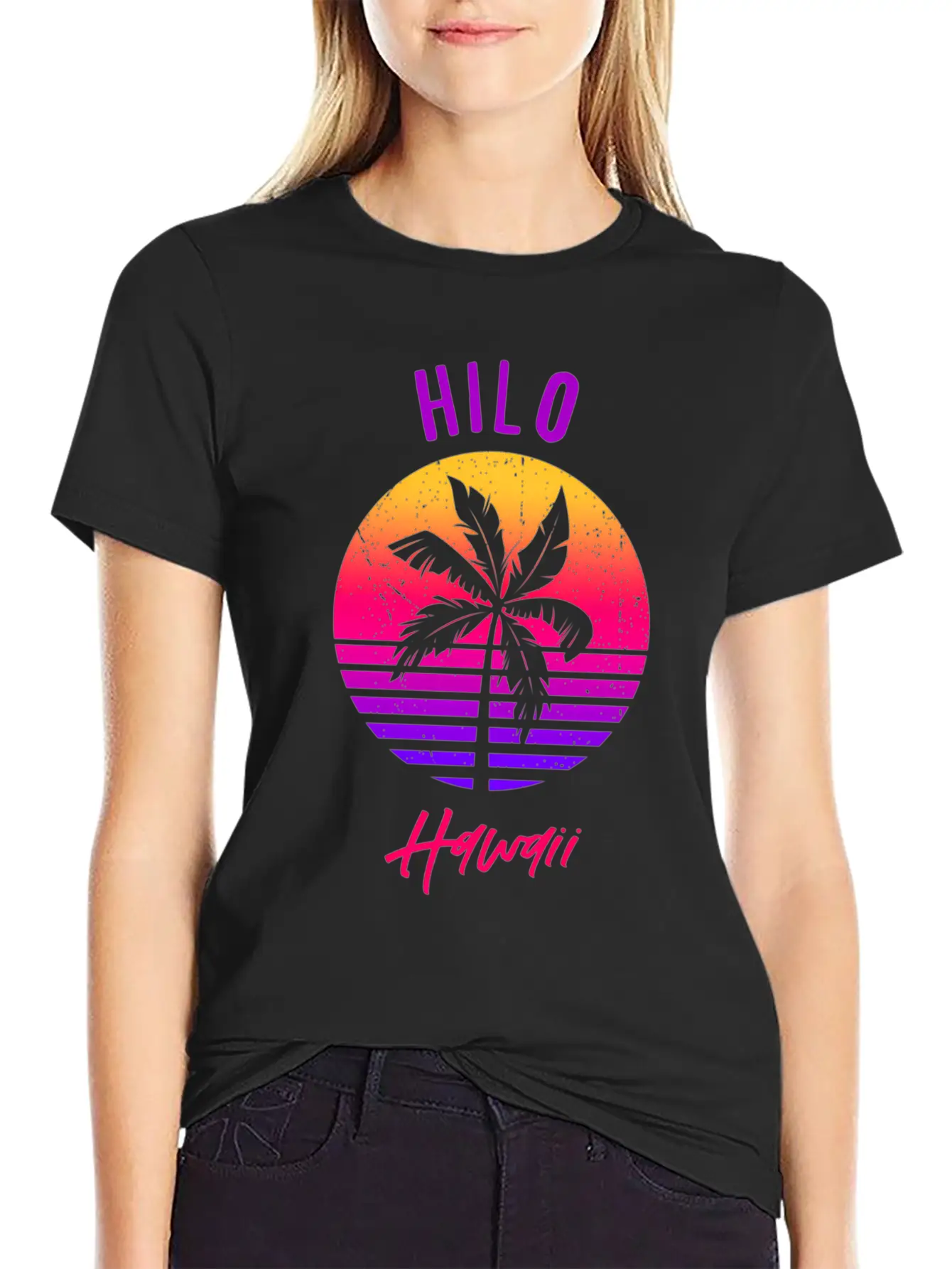 Hilo Hawaii Retro Sunset Of Hilo Classic Cotton Tee – Unisex Comfort For Any Season