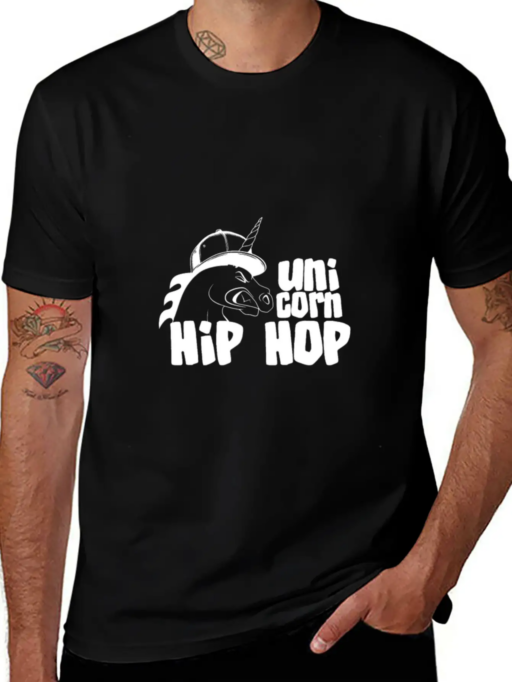 Hip Hop Unicorn - Unicorn Stylish Everyday T-Shirt – Unisex Basic Cotton Tee