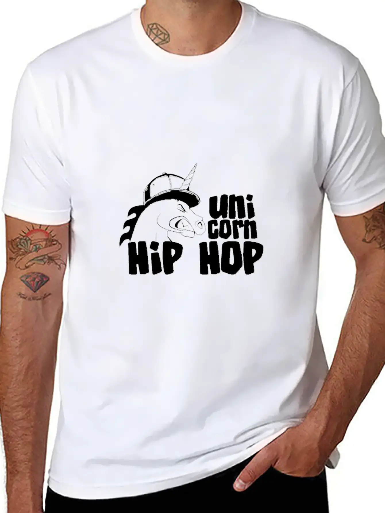 Hip Hop Unicorn - Unicorn Stylish Everyday T-Shirt – Unisex Basic Cotton Tee