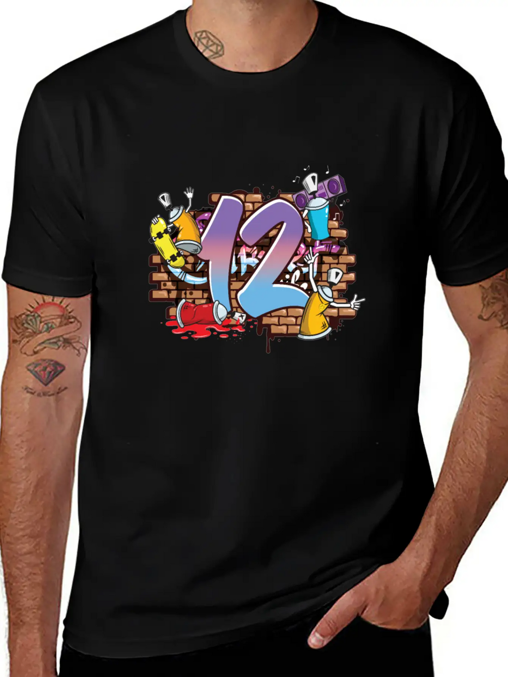 Hiphop Dancer Graffiti Artist Typography 12th Basic Graphic T-Shirt – Daily Comfort In Soft Cotton