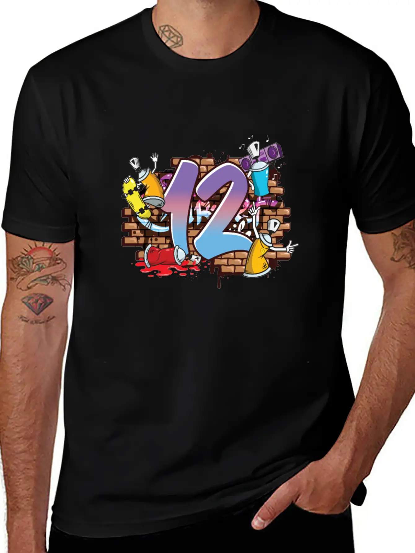 Hiphop Dancer Graffiti Artist Typography 12th Basic Graphic T-Shirt – Daily Comfort In Soft Cotton