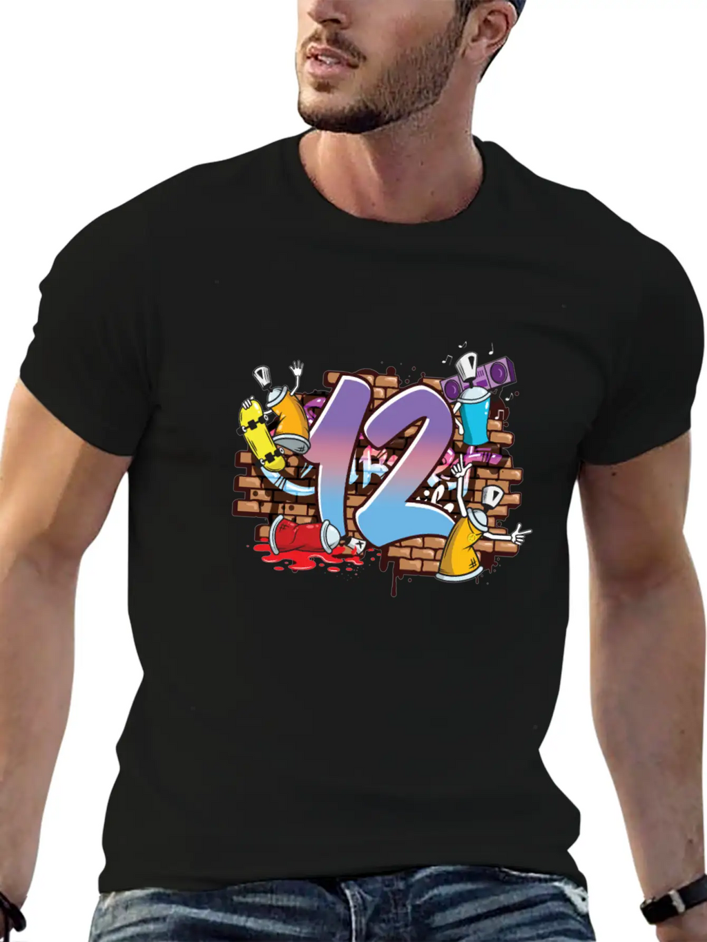 Hiphop Dancer Graffiti Artist Typography 12th Basic Graphic T-Shirt – Daily Comfort In Soft Cotton
