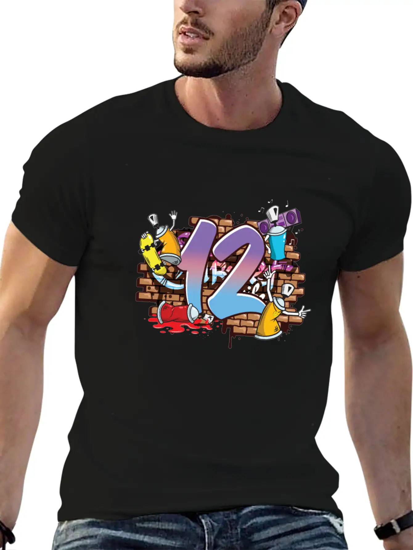 Hiphop Dancer Graffiti Artist Typography 12th Basic Graphic T-Shirt – Daily Comfort In Soft Cotton