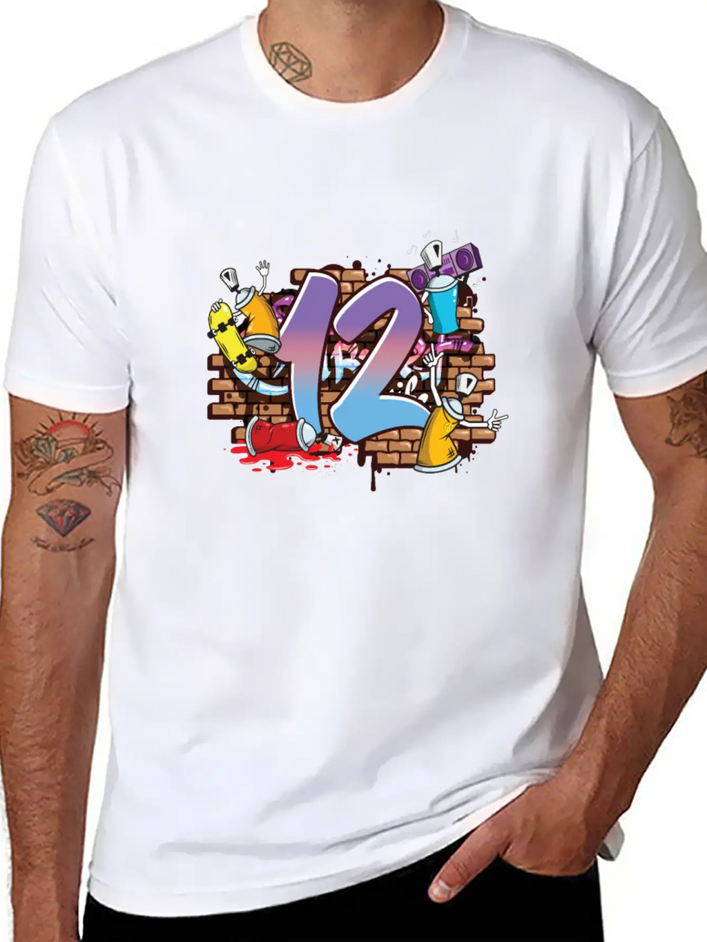 Hiphop Dancer Graffiti Artist Typography 12th Basic Graphic T-Shirt – Daily Comfort In Soft Cotton