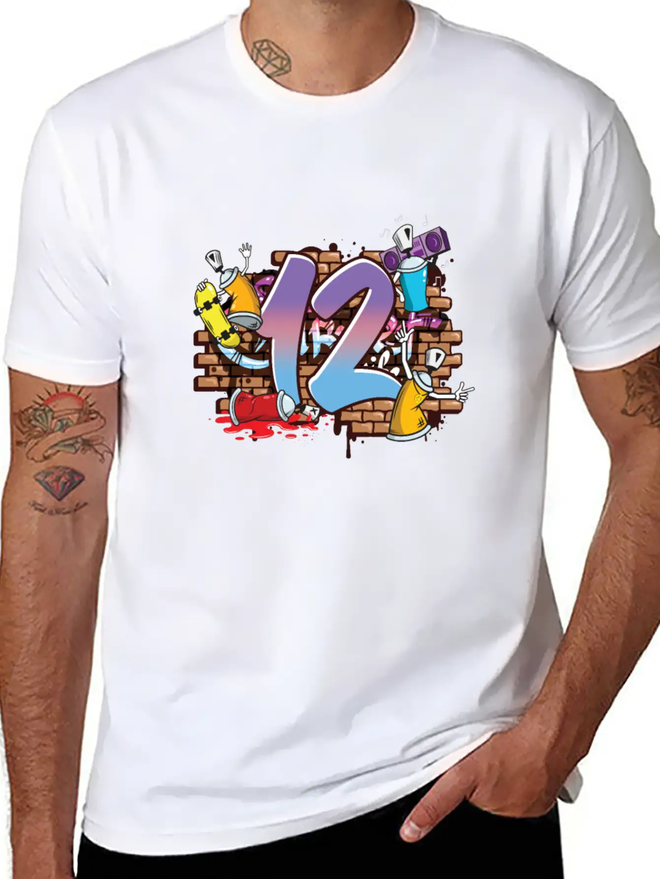 Hiphop Dancer Graffiti Artist Typography 12th Basic Graphic T-Shirt – Daily Comfort In Soft Cotton