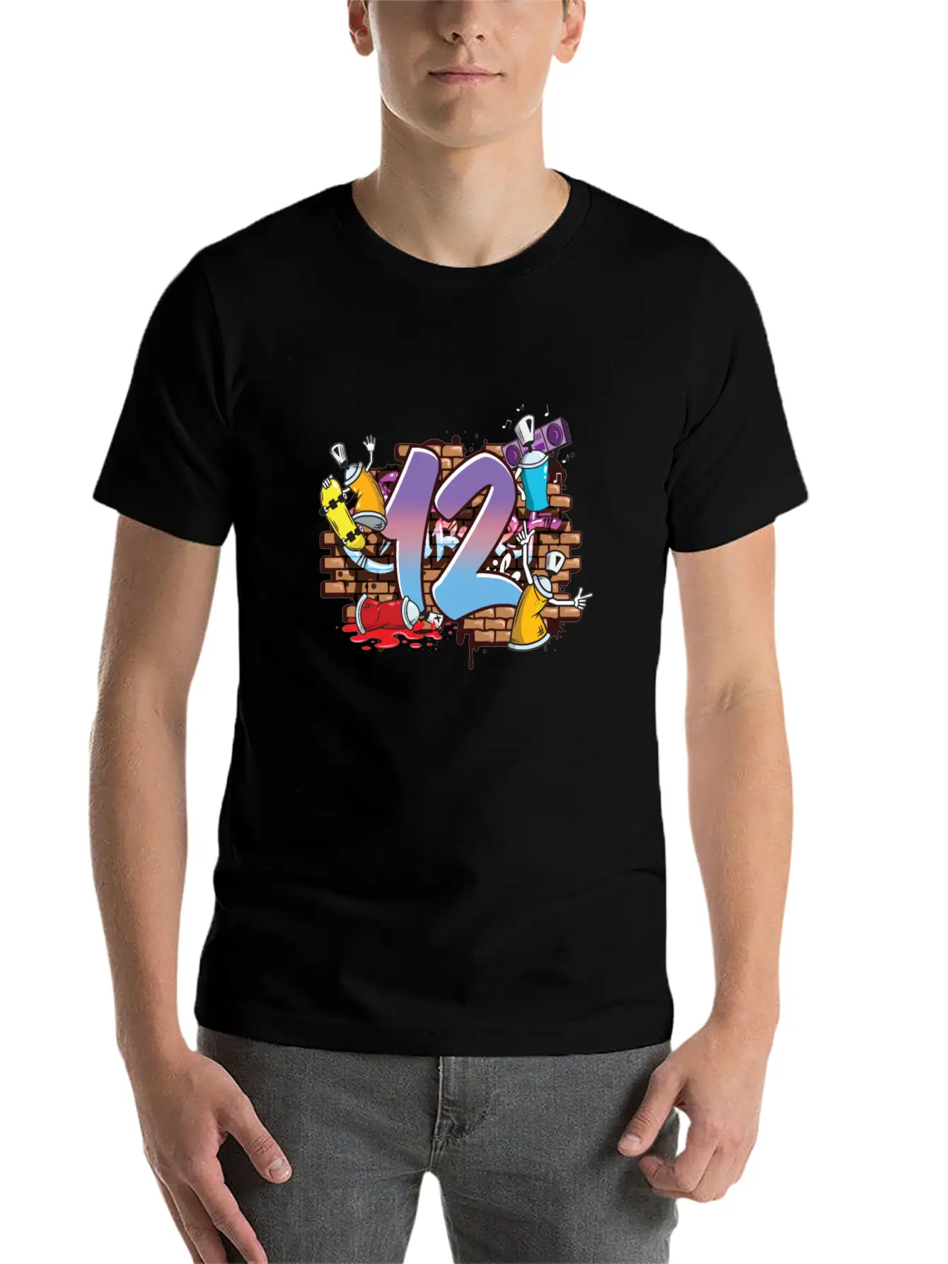 Hiphop Dancer Graffiti Artist Typography 12th Basic Graphic T-Shirt – Daily Comfort In Soft Cotton
