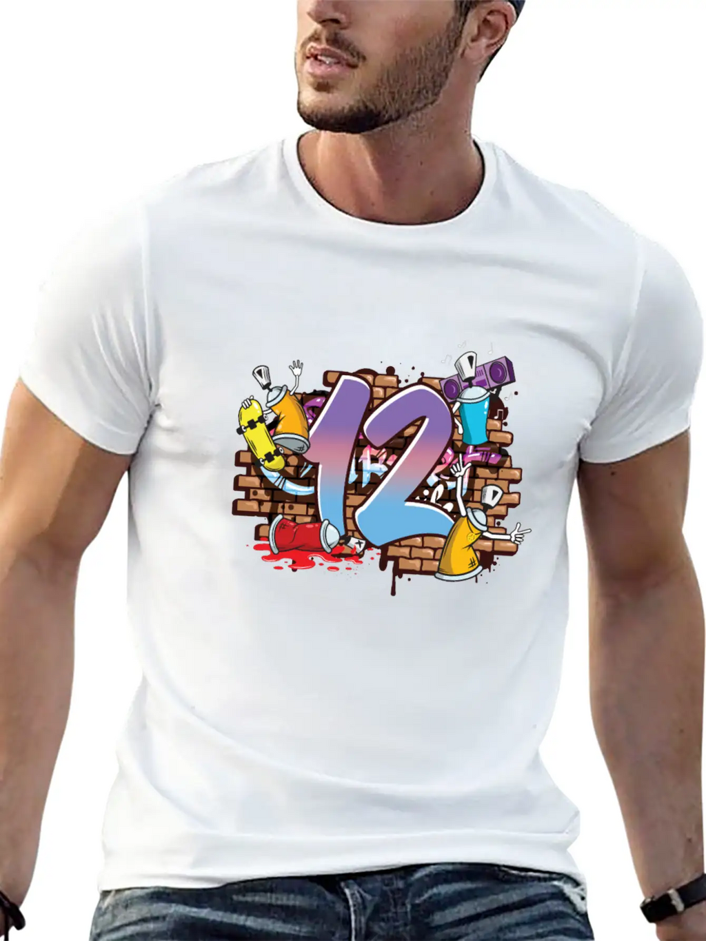 Hiphop Dancer Graffiti Artist Typography 12th Basic Graphic T-Shirt – Daily Comfort In Soft Cotton