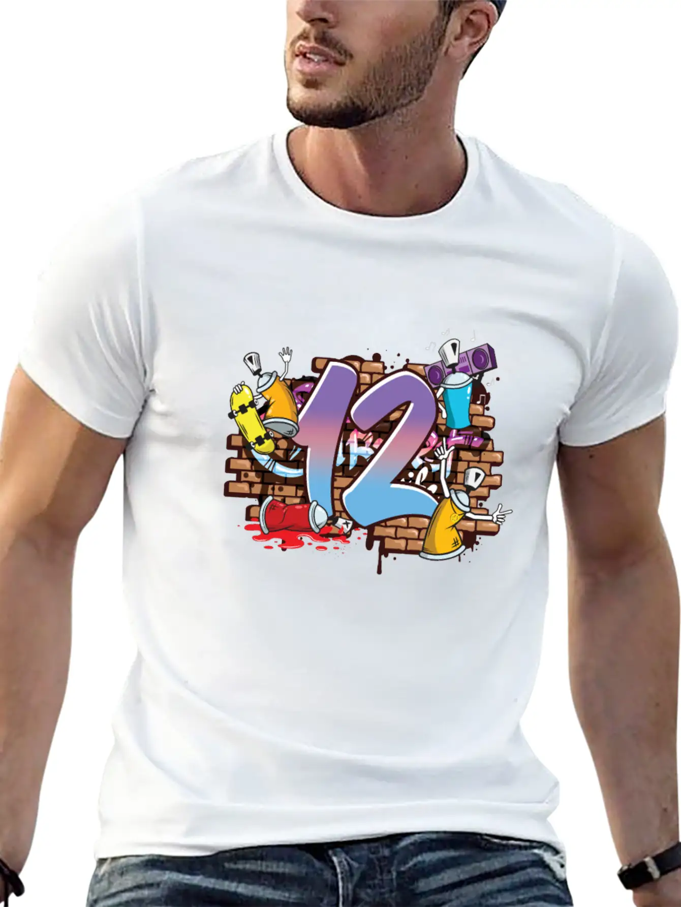 Hiphop Dancer Graffiti Artist Typography 12th Basic Graphic T-Shirt – Daily Comfort In Soft Cotton