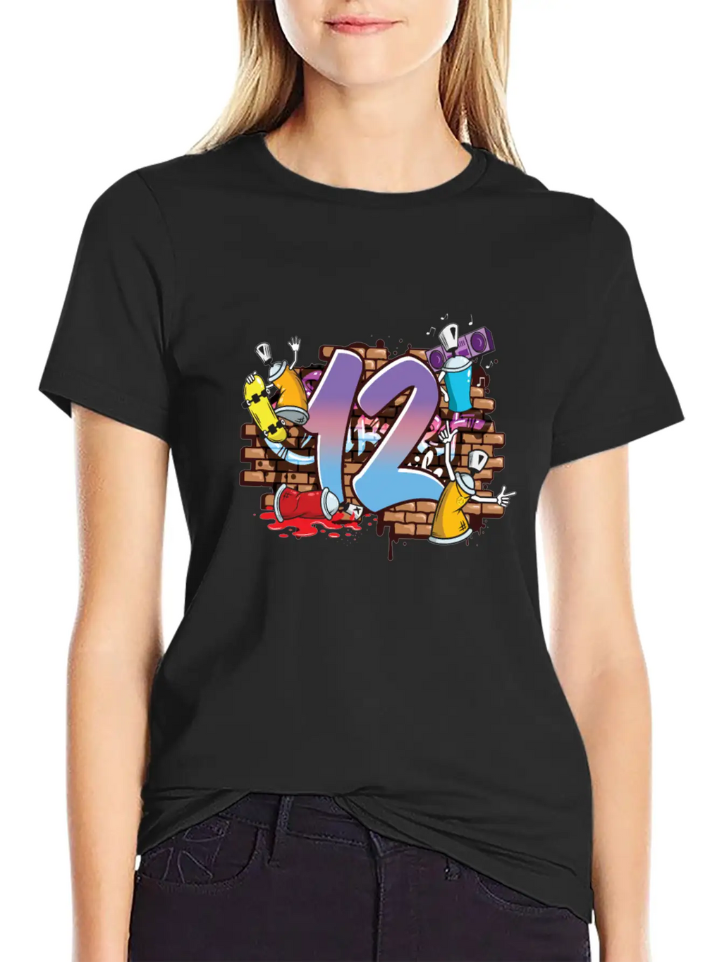 Hiphop Dancer Graffiti Artist Typography 12th Basic Graphic T-Shirt – Daily Comfort In Soft Cotton