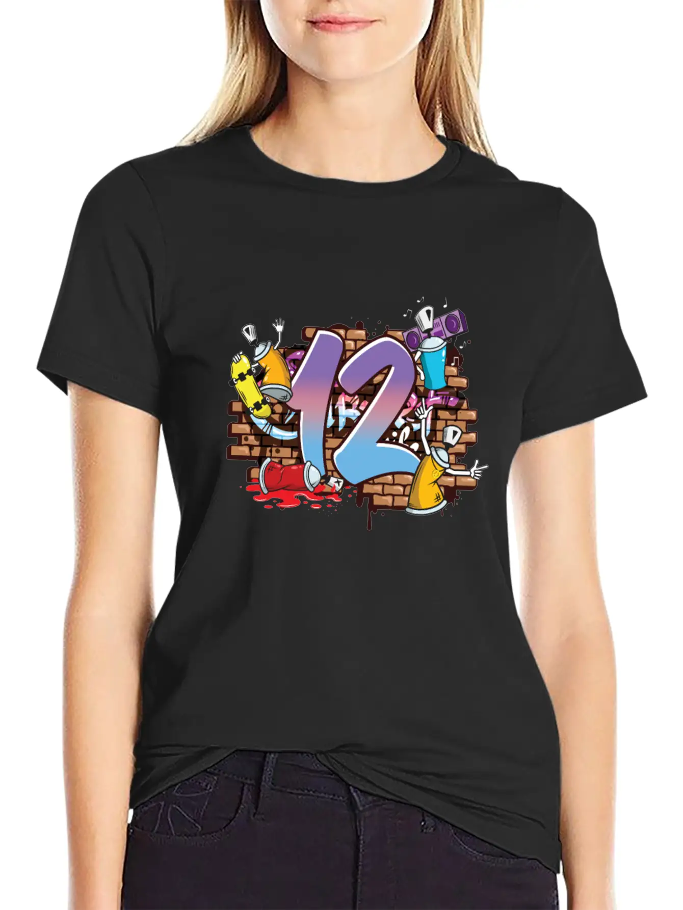Hiphop Dancer Graffiti Artist Typography 12th Basic Graphic T-Shirt – Daily Comfort In Soft Cotton