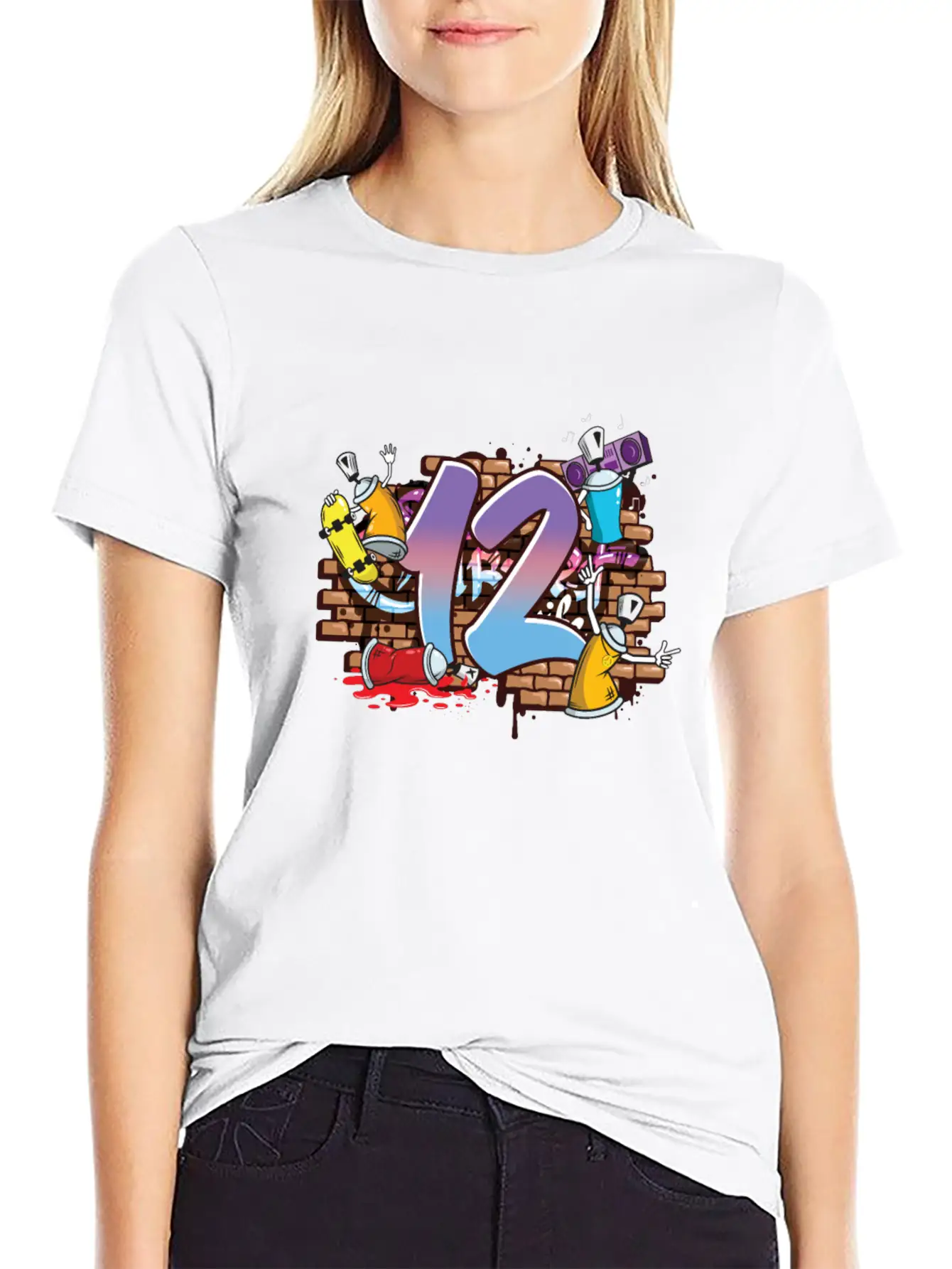 Hiphop Dancer Graffiti Artist Typography 12th Basic Graphic T-Shirt – Daily Comfort In Soft Cotton