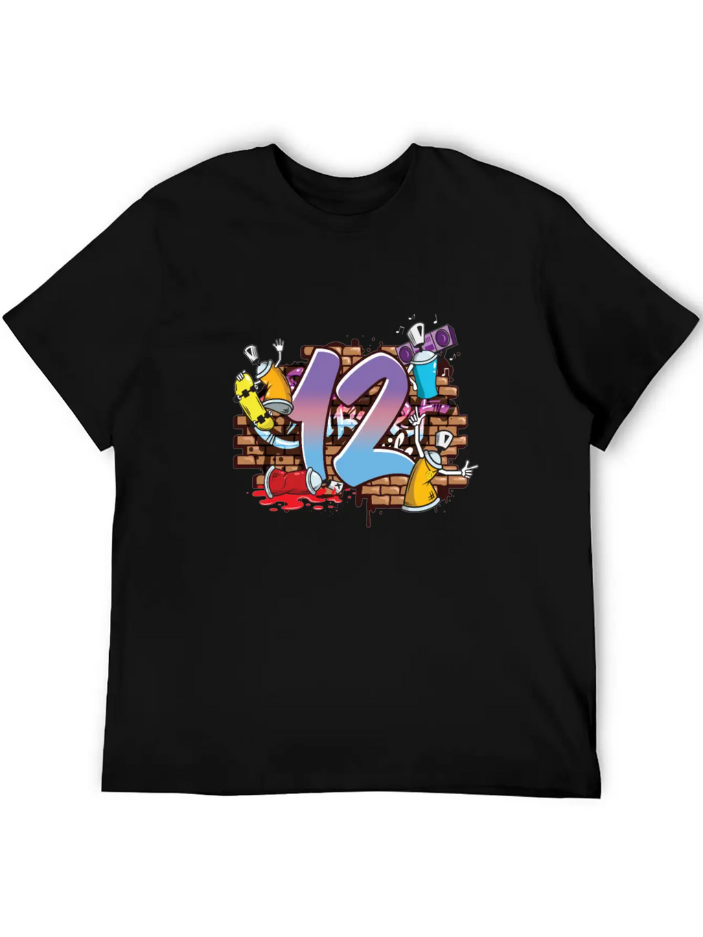 Hiphop Dancer Graffiti Artist Typography 12th Basic Graphic T-Shirt – Daily Comfort In Soft Cotton