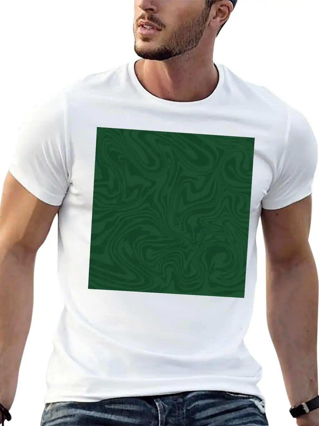 Hippie 70s Green Marble Liquid Swirl Boho Pattern Breathable Graphic T-Shirt – Perfect For Casual Days