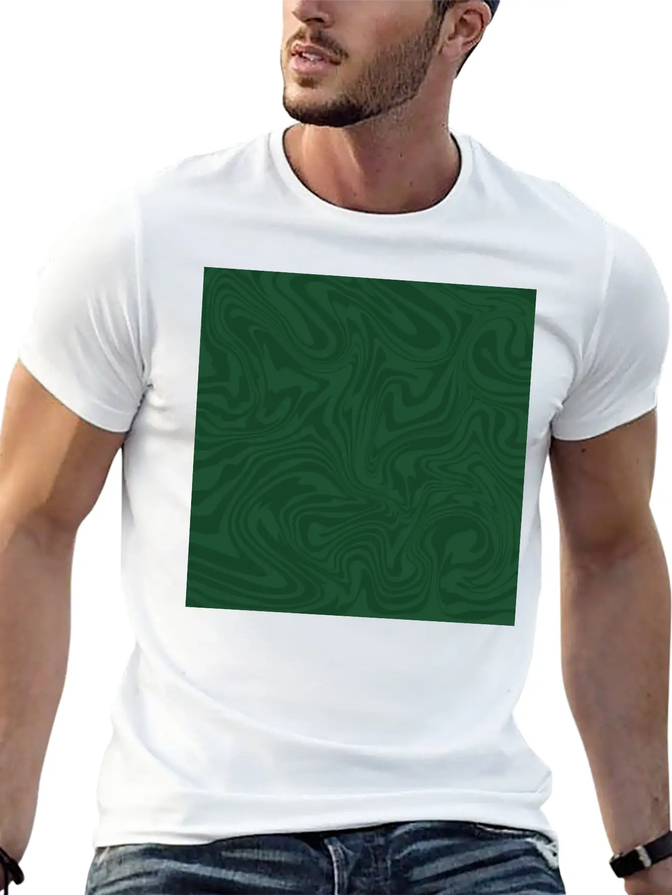 Hippie 70s Green Marble Liquid Swirl Boho Pattern Breathable Graphic T-Shirt – Perfect For Casual Days
