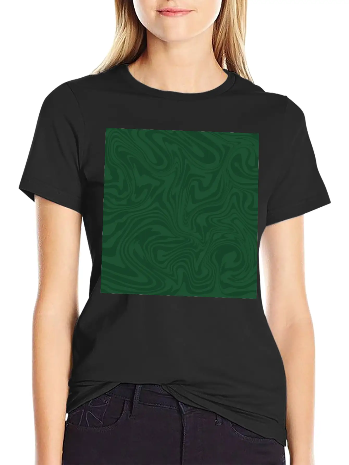 Hippie 70s Green Marble Liquid Swirl Boho Pattern Breathable Graphic T-Shirt – Perfect For Casual Days