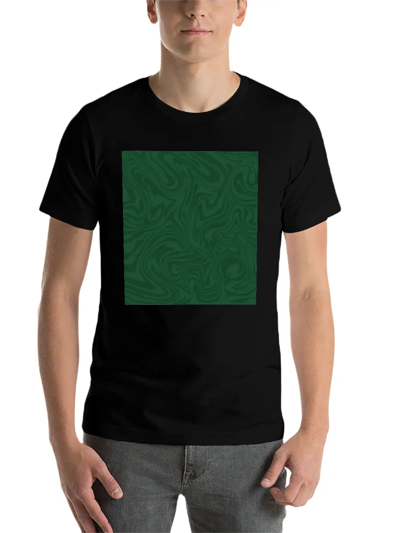 Hippie 70s Green Marble Liquid Swirl Boho Pattern Breathable Graphic T-Shirt – Perfect For Casual Days