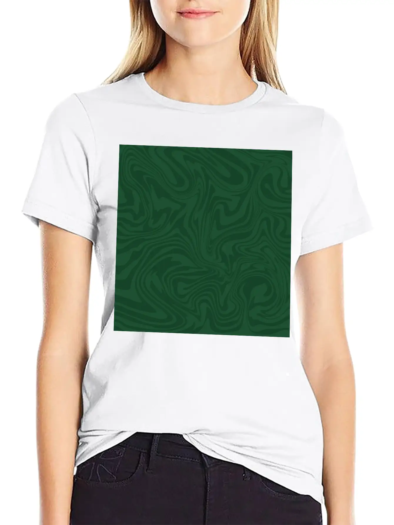 Hippie 70s Green Marble Liquid Swirl Boho Pattern Breathable Graphic T-Shirt – Perfect For Casual Days