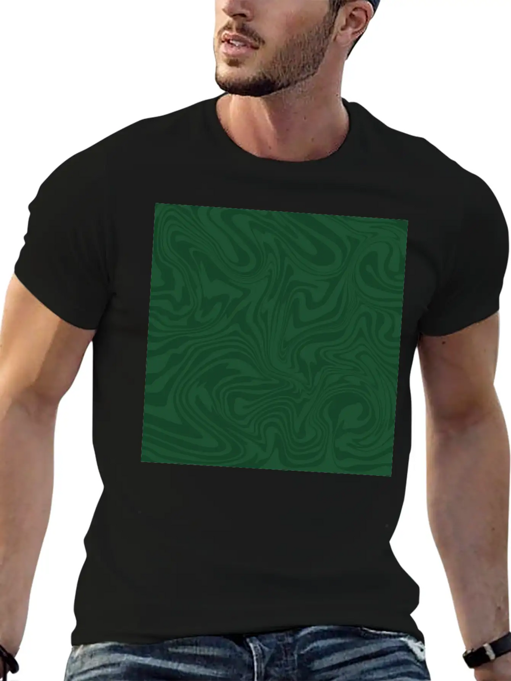 Hippie 70s Green Marble Liquid Swirl Boho Pattern Breathable Graphic T-Shirt – Perfect For Casual Days