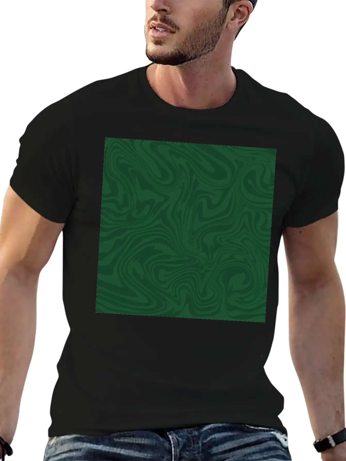 Hippie 70s Green Marble Liquid Swirl Boho Pattern Breathable Graphic T-Shirt – Perfect For Casual Days