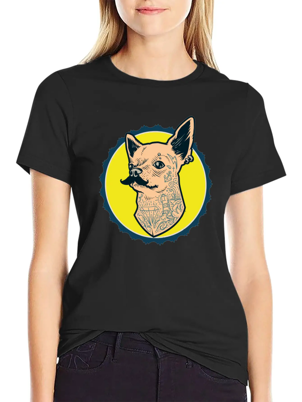 Hipster Dog Breathable Soft Cotton T-Shirt – Timeless Casual Look
