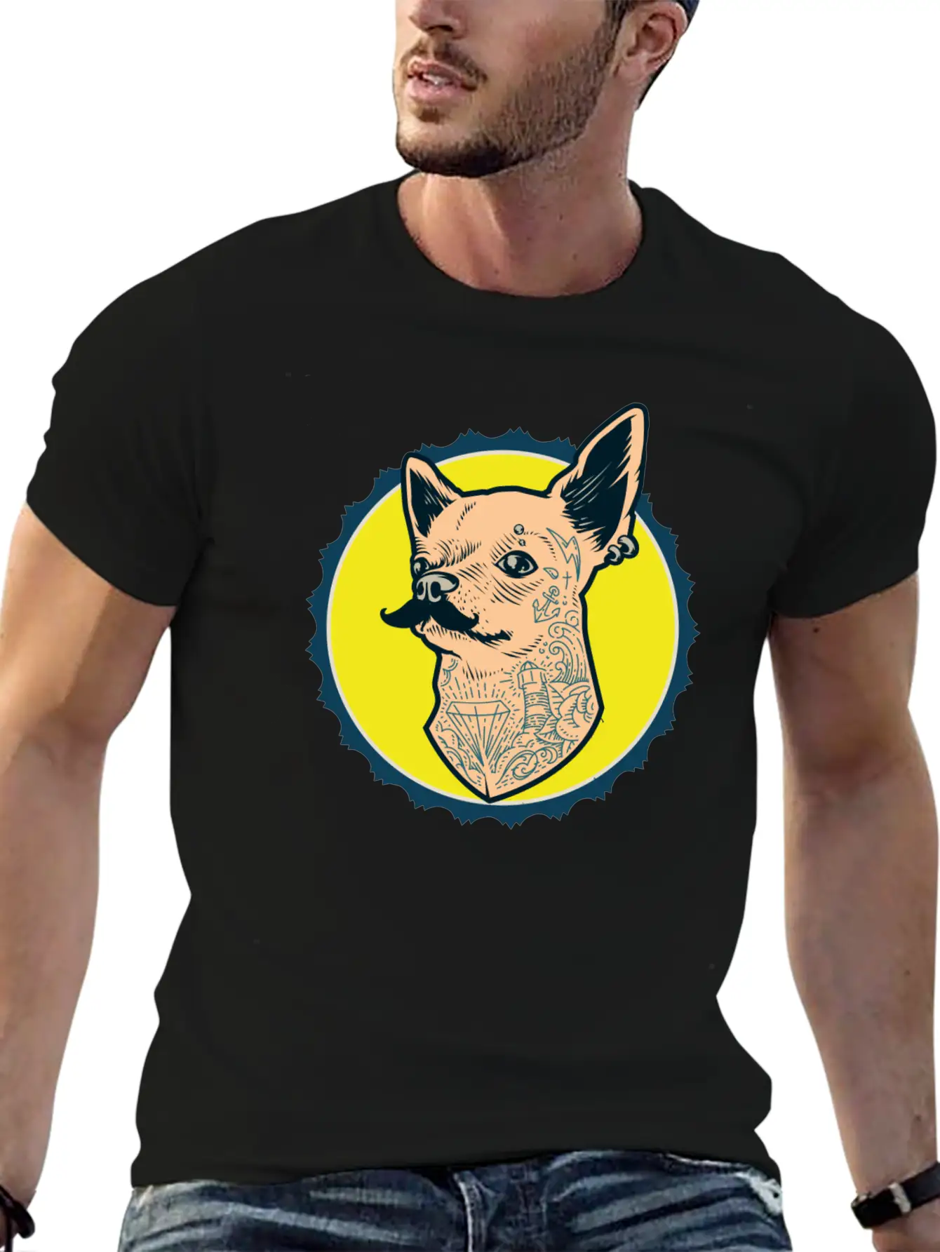 Hipster Dog Breathable Soft Cotton T-Shirt – Timeless Casual Look