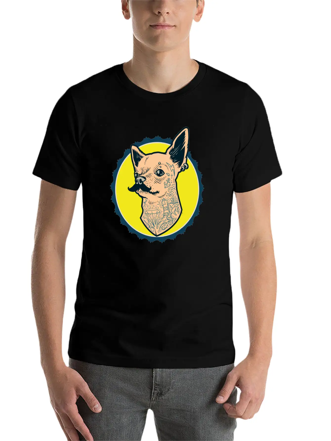 Hipster Dog Breathable Soft Cotton T-Shirt – Timeless Casual Look