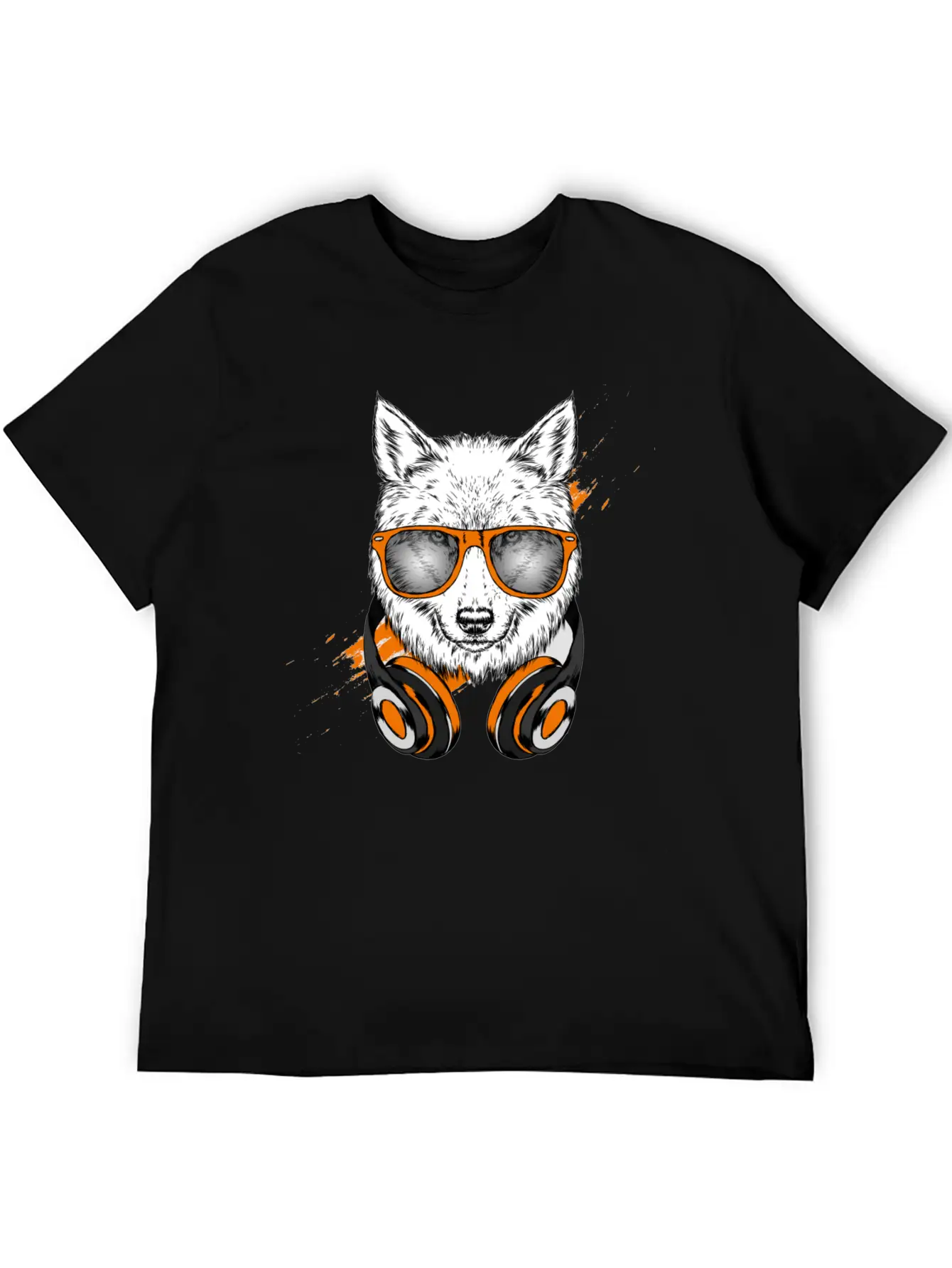 Hipster Wolf With Headphones Relaxed Everyday Tee – Lightweight And Durable Cotton