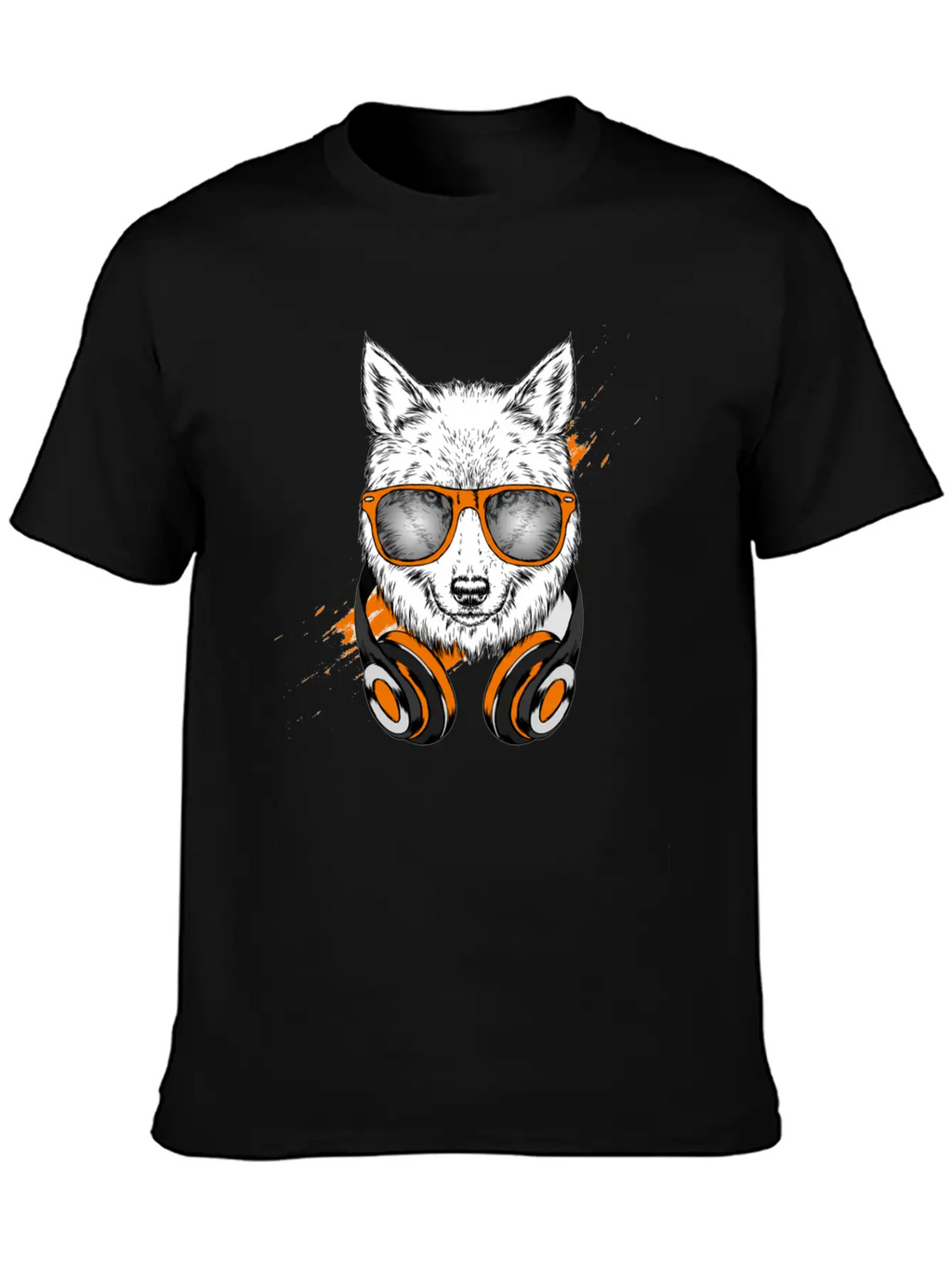 Hipster Wolf With Headphones Relaxed Everyday Tee – Lightweight And Durable Cotton