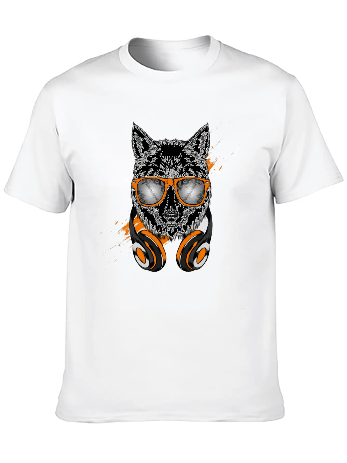 Hipster Wolf With Headphones Relaxed Everyday Tee – Lightweight And Durable Cotton