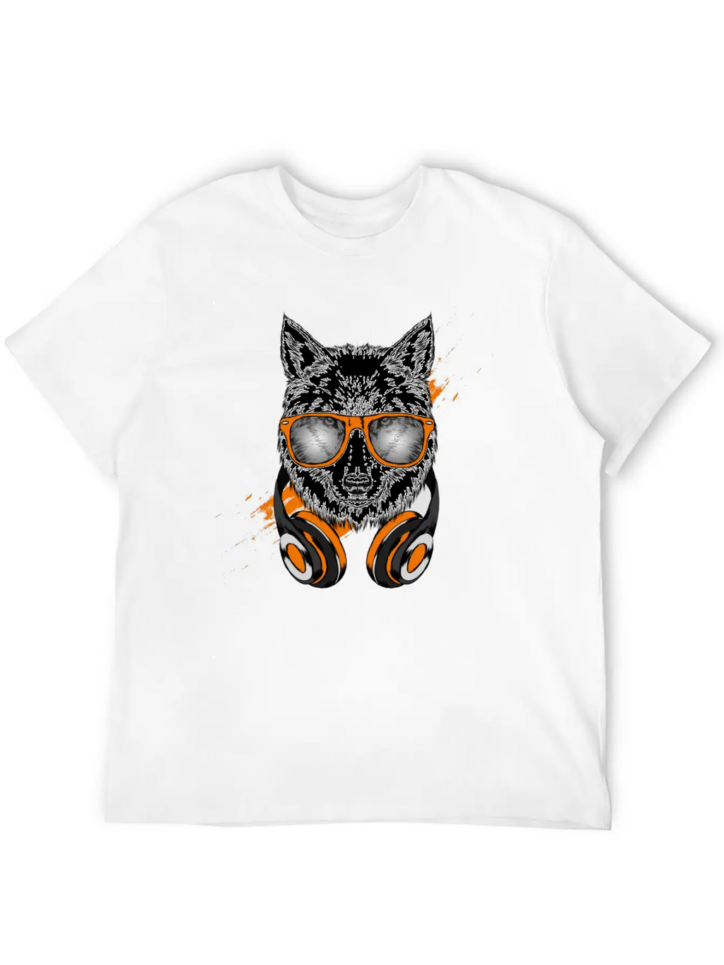 Hipster Wolf With Headphones Relaxed Everyday Tee – Lightweight And Durable Cotton