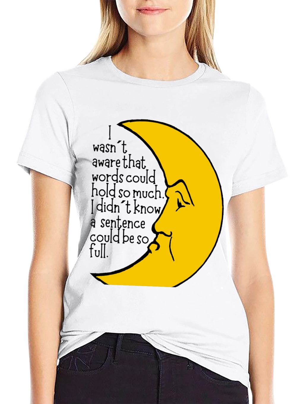 Moon Face Graphic Tee -  Emotional Saying T-Shirt