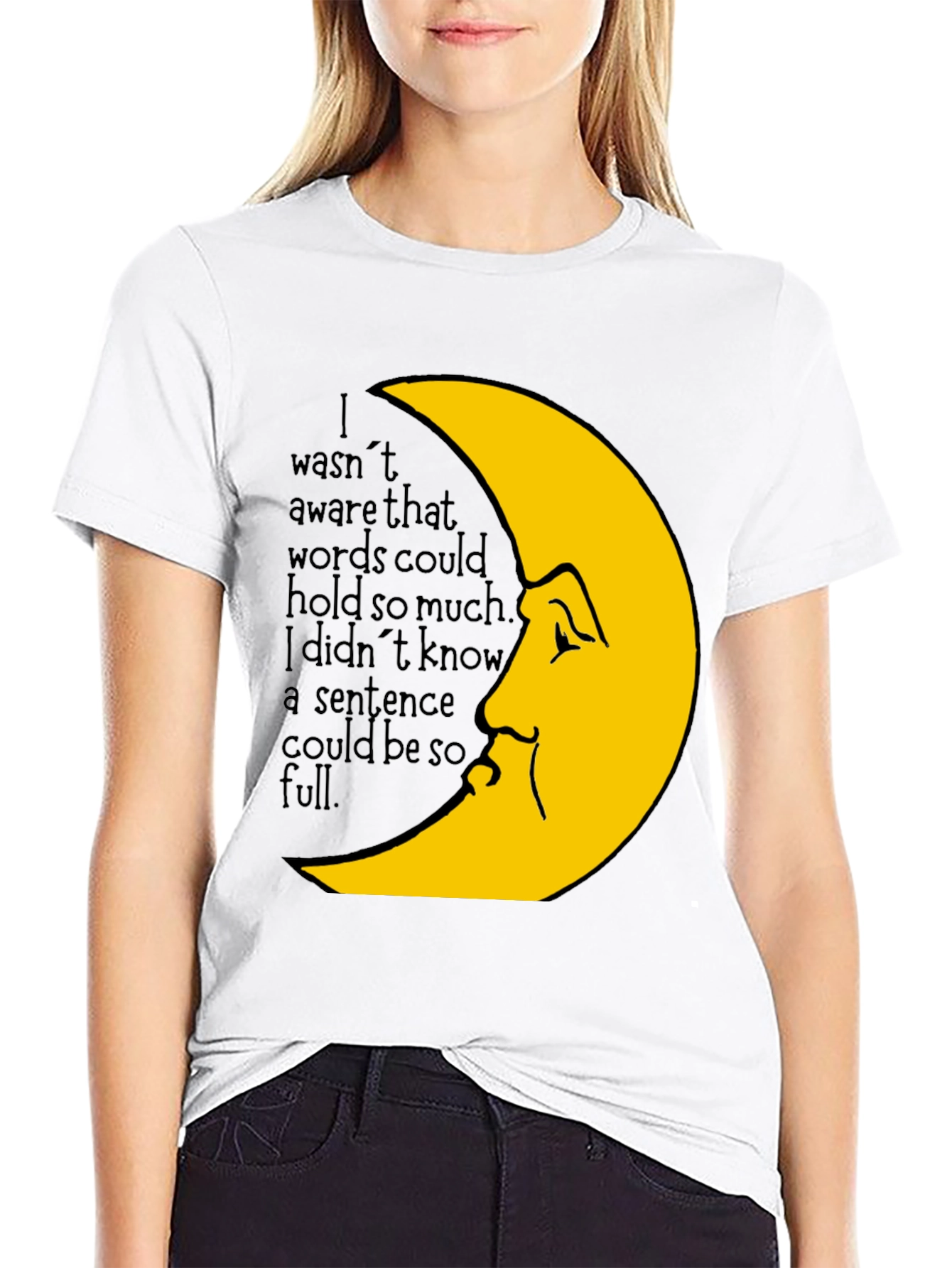 Moon Face Graphic Tee -  Emotional Saying T-Shirt